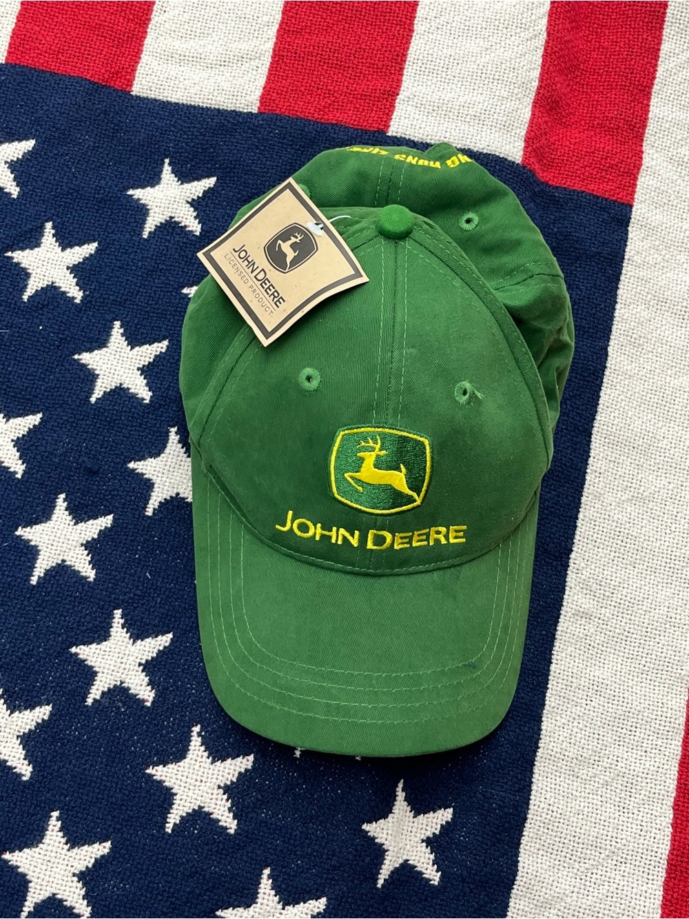 John Deere Green Baseball Cap with Yellow Embroidered Logo One Size New with Tag